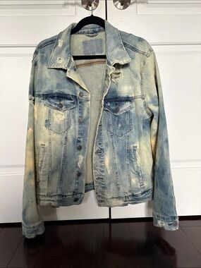 Light Blue Distressed Denim Jacket - Women